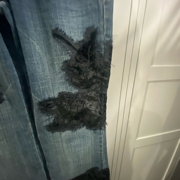 EUC Candie's Y2K Floral Embroidered Velvet Flare Jeans Vintage 1990s - Picture 4 of 7